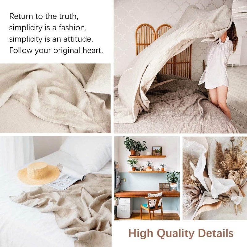 BISELINA Linen Sheet French Flax Flat Sheet Only 55% Euro Flax 45% Cotton Basic Style Solid Color Soft Breathable Farmhouse Top Sheet 1-Piece (Full, Linen) - Image 5